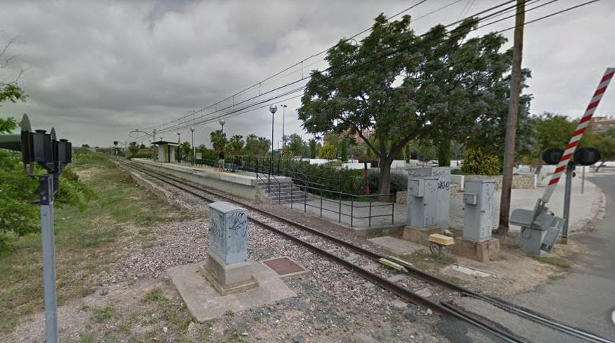 Paisaje con una estación de tren