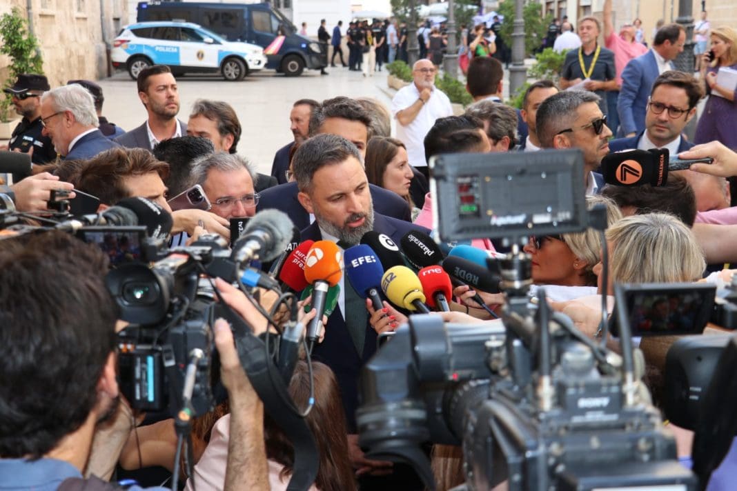 Uno de los momentos de la visita de Santiago Abascal a València/ Vox