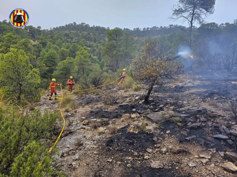 Bomberos controlan un incendio forestal en Jalance, que evoluciona favorablemente gracias a las lluvias