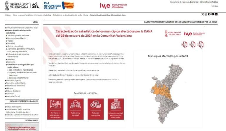 97 indicadores estadísticos muestran la situación socioeconómica tras la DANA en Valencia