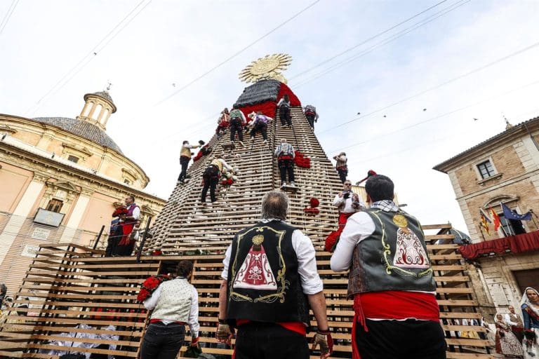 Claveles rojos y blancos formarán el manto de la ‘Geperudeta’ durante la ofrenda fallera