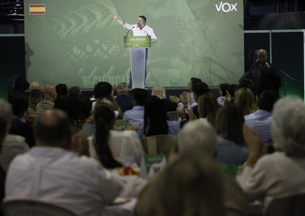 Santiago Abascal, en su acto en Feria Valencia. / EP